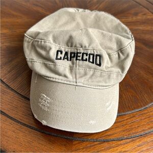 Cape Cod Mass. Tan Military-Style Hat with Black Lettering